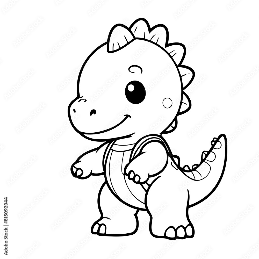Vector illustration of a cute Dino drawing for kids colouring page Vector illustration of a cute Dino drawing for kids colouring page