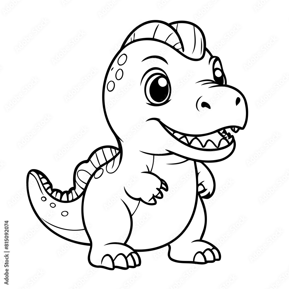 Vector illustration of a cute TRex drawing for toddlers colouring page Vector illustration of a cute TRex drawing for toddlers colouring page