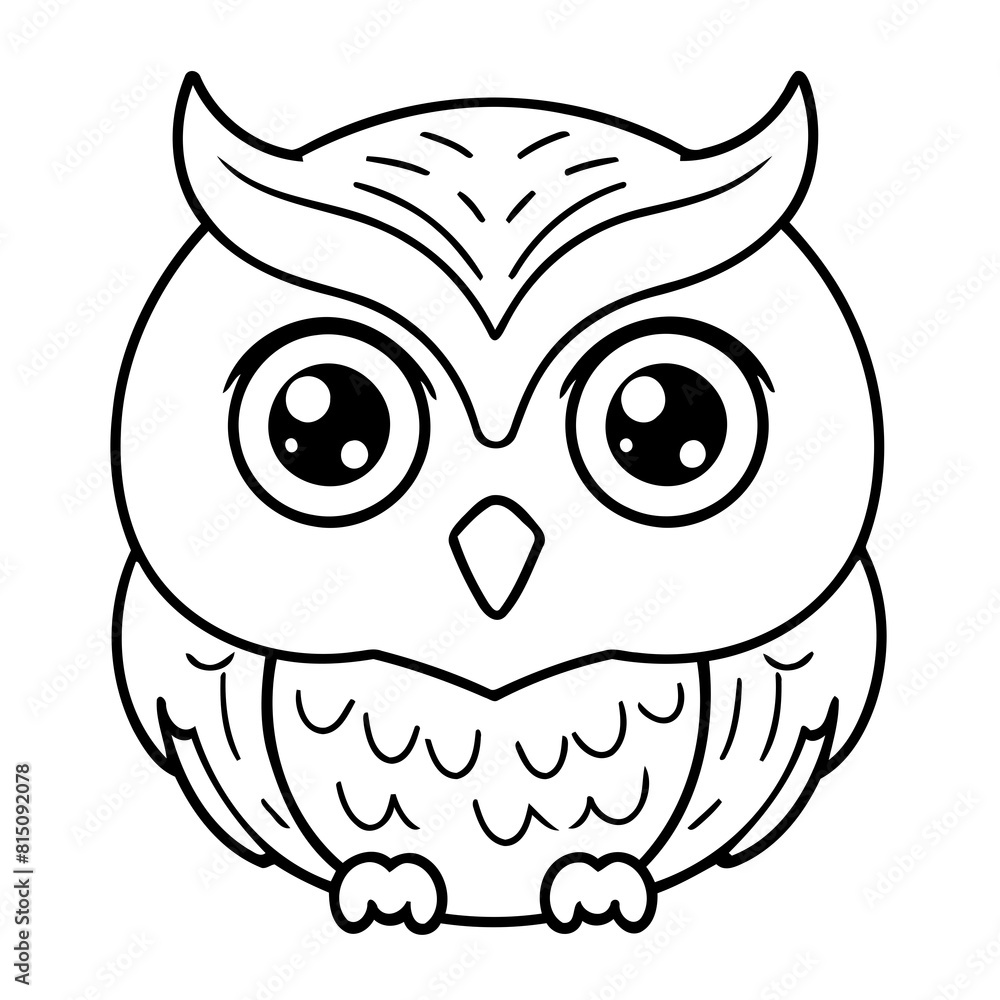 Fototapeta premium Vector illustration of a cute Owl drawing for children page