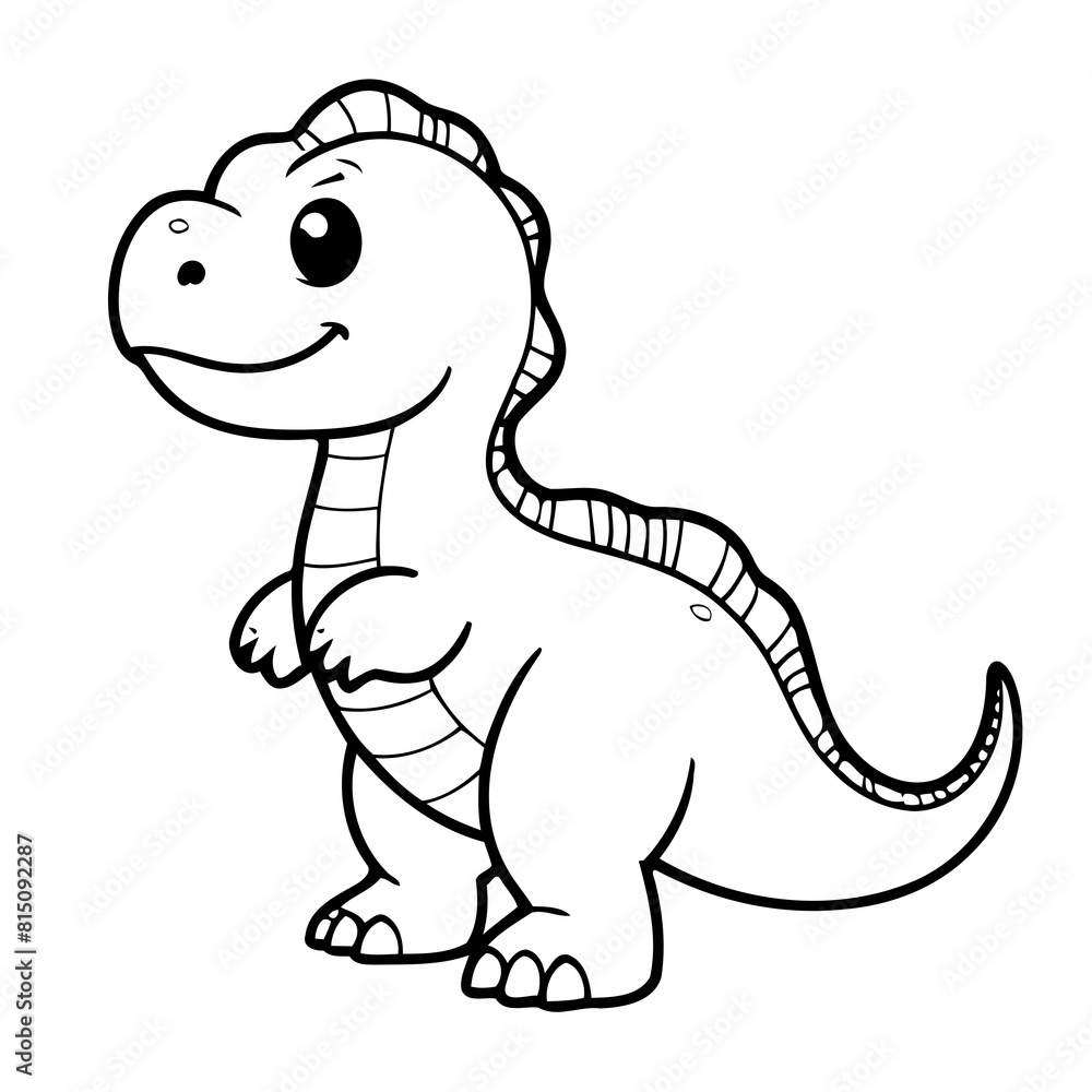 Cute vector illustration Dinosaur drawing colouring activity Cute vector illustration Dinosaur drawing colouring activity