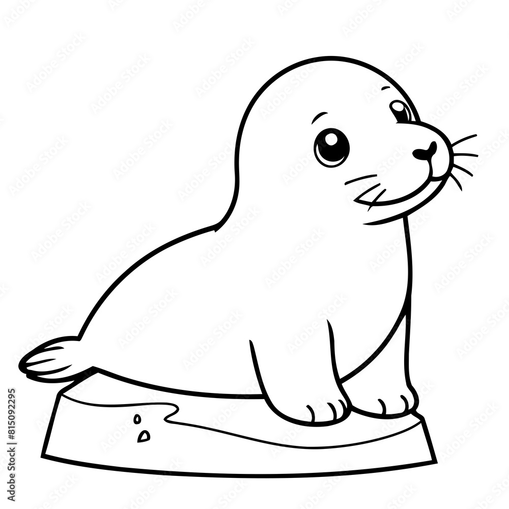 Fototapeta premium Simple vector illustration of Seal for kids coloring page