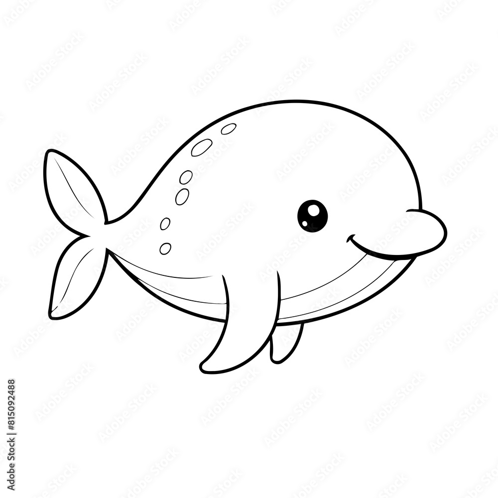 Fototapeta premium Cute vector illustration Whale drawing for colouring page