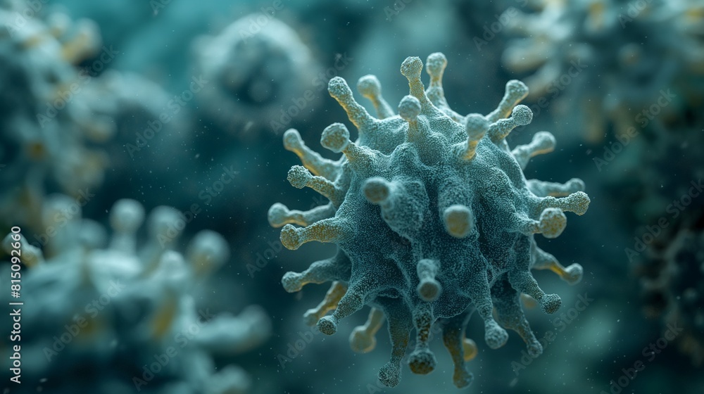 The intricate structure of a virus, magnified to reveal its molecular complexity