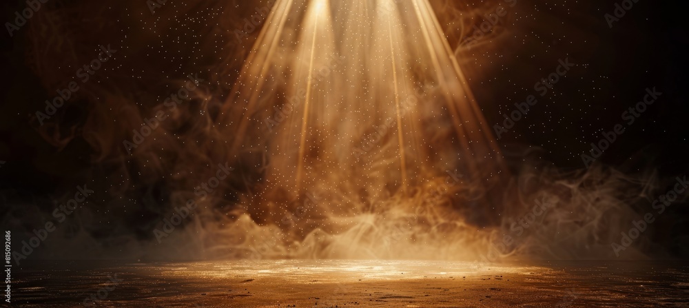 Fototapeta premium Golden Light Spotlight on Dark Stage