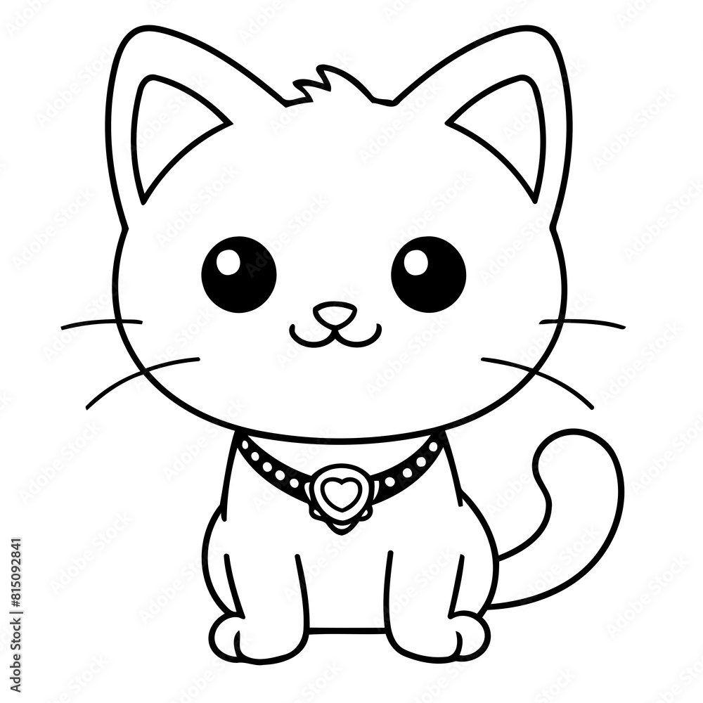 Simple vector illustration of Cat doodle for toddlers worksheet