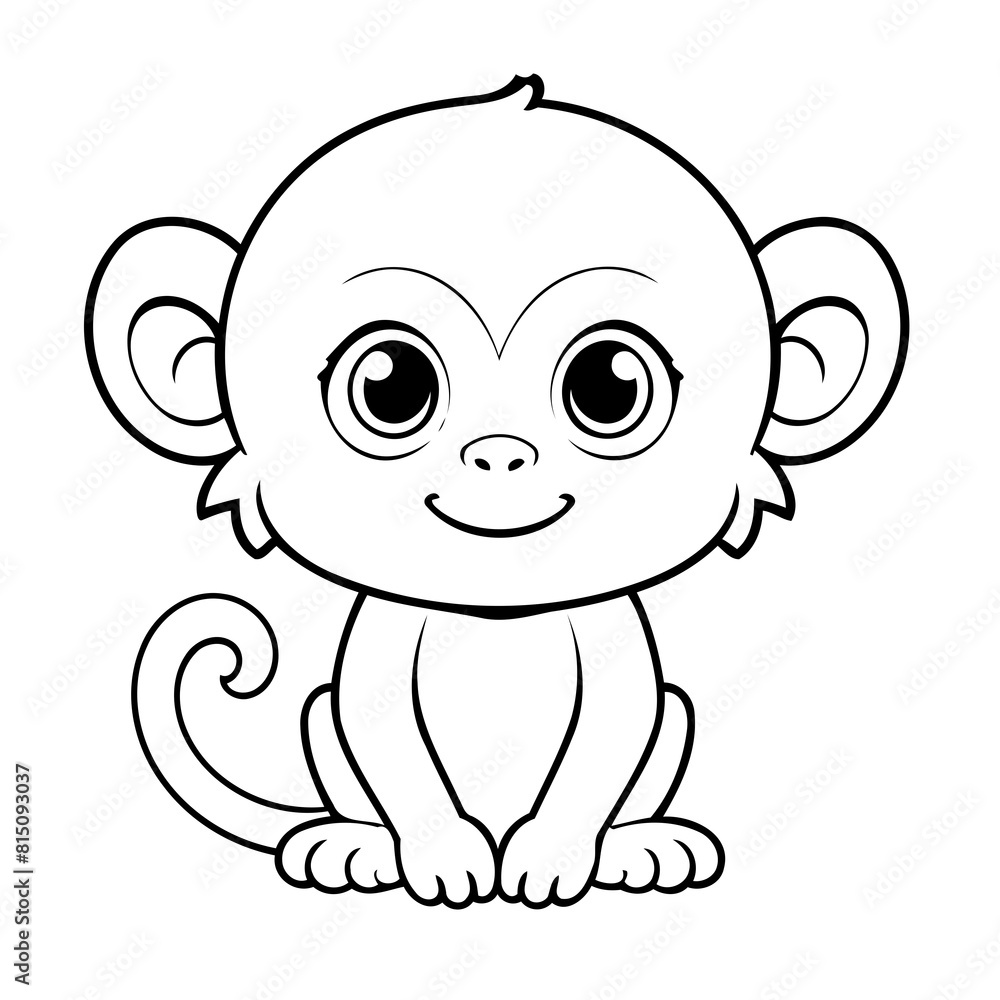 Cute vector illustration Monkey drawing for kids colouring activity Cute vector illustration Monkey drawing for kids colouring activity