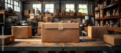 Cardboard Boxes Packed and Stacked in a Warehouse for Shipping and Delivery of Products and Goods