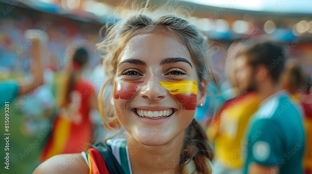 Celebrating Her Heritage: Young Woman Enthusiastically Displays German Pride with Face Paint