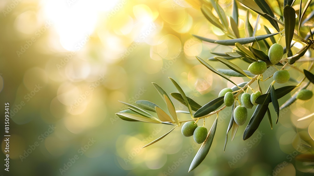 Olive Tree Branch With Green Olives. Generative AI Olive Tree Branch With Green Olives. Generative AI