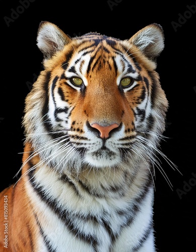  Bengal tiger close up head on black 