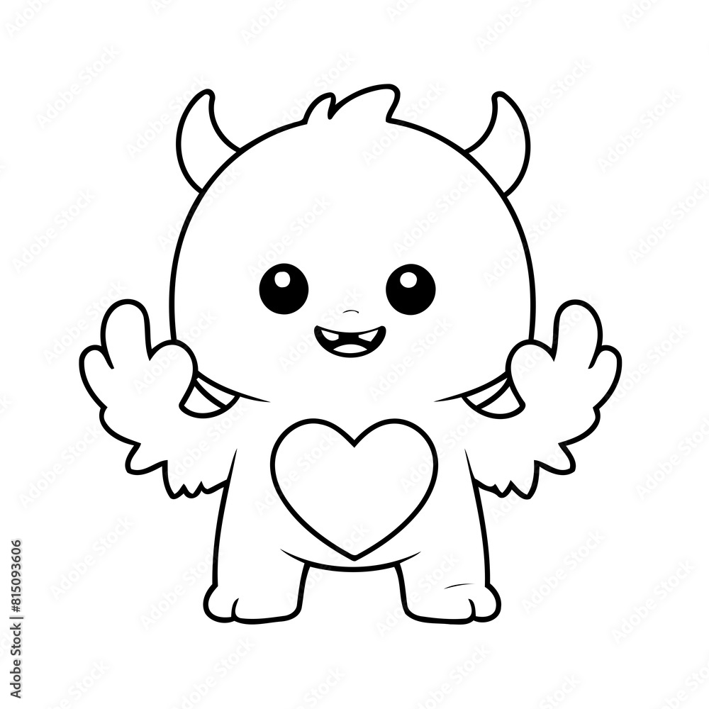 Naklejka premium Vector illustration of a cute Monster drawing for toddlers book