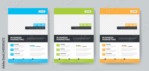 Corporate Business Flyer template layout 3 color design concept in the template.