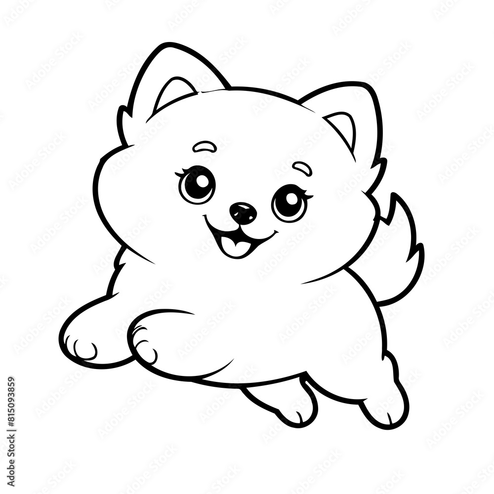 Vector illustration of a cute Pomeranian doodle for toddlers colouring page Vector illustration of a cute Pomeranian doodle for toddlers colouring page