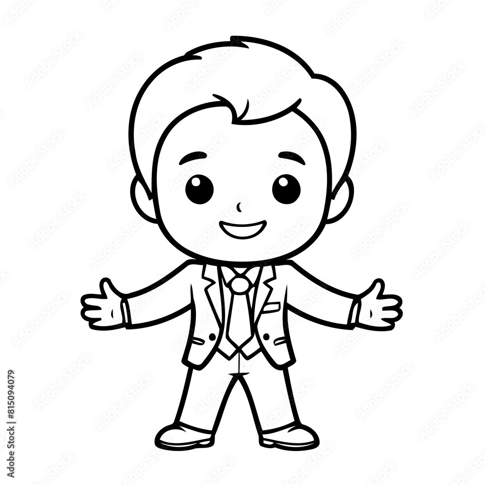 Cute vector illustration Businessman drawing for kids page Cute vector illustration Businessman drawing for kids page
