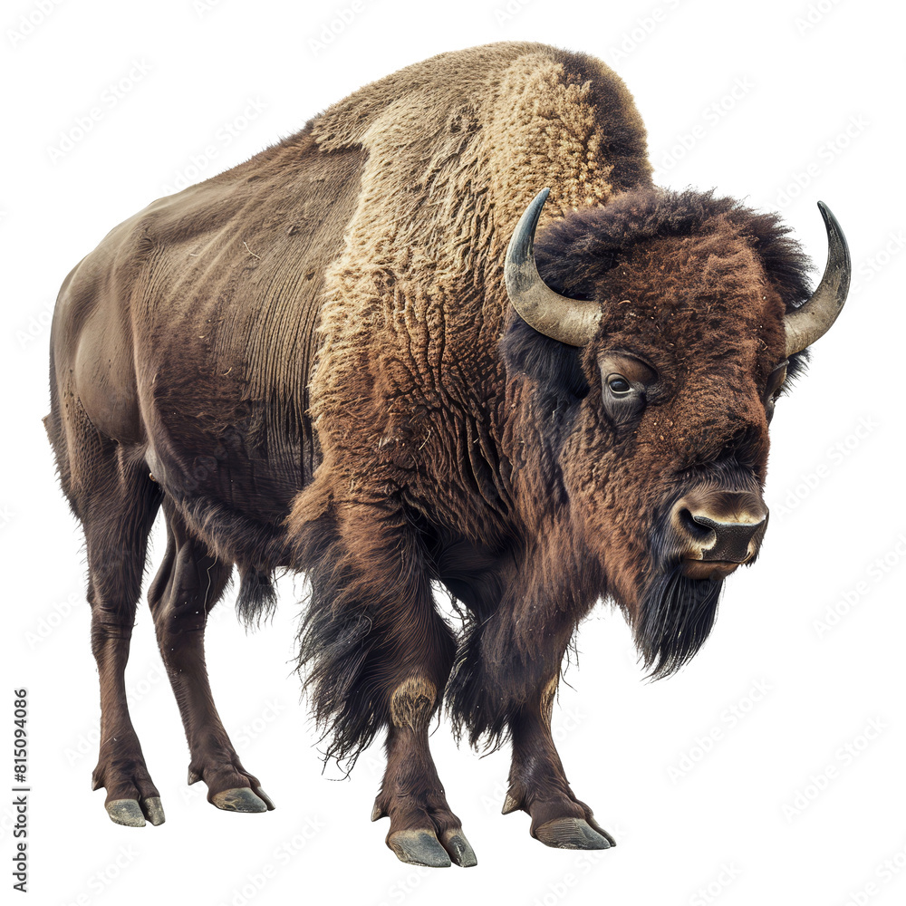 A bison stands on a Png background, a bison isolated on transparent background A bison stands on a Png background, a bison isolated on transparent background