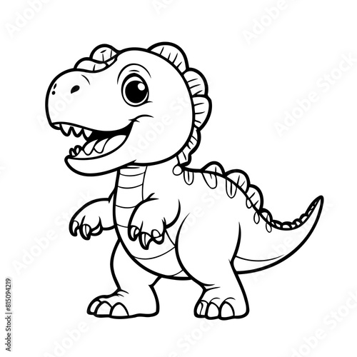 Cute vector illustration TRex for kids coloring activity page