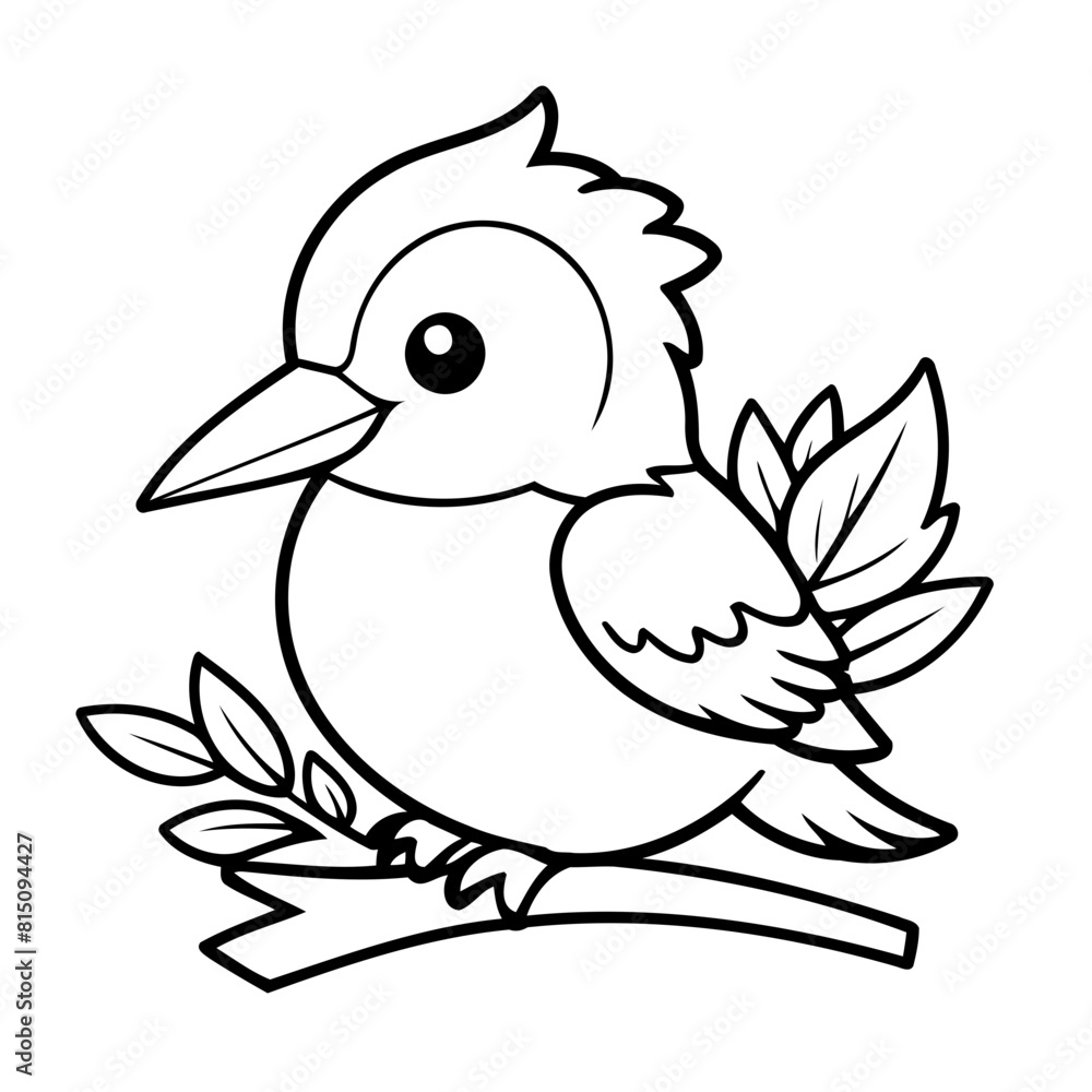 Vector illustration of a cute Kingfisher doodle for kids colouring page Vector illustration of a cute Kingfisher doodle for kids colouring page