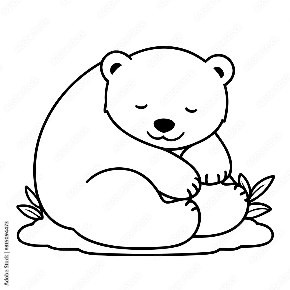 Cute vector illustration Polarbear colouring page for kids Cute vector illustration Polarbear colouring page for kids