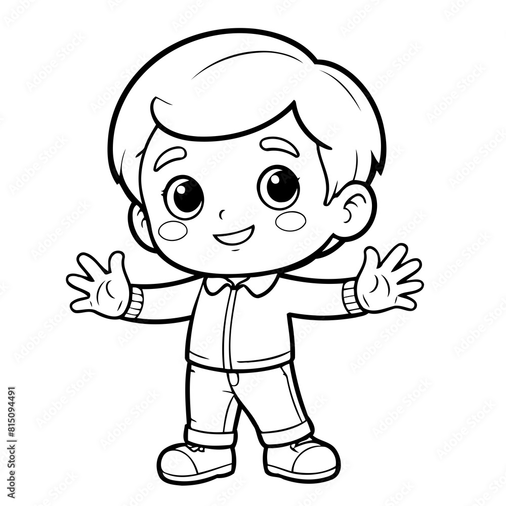 Vector illustration of a cute Boy drawing for colouring page Vector illustration of a cute Boy drawing for colouring page