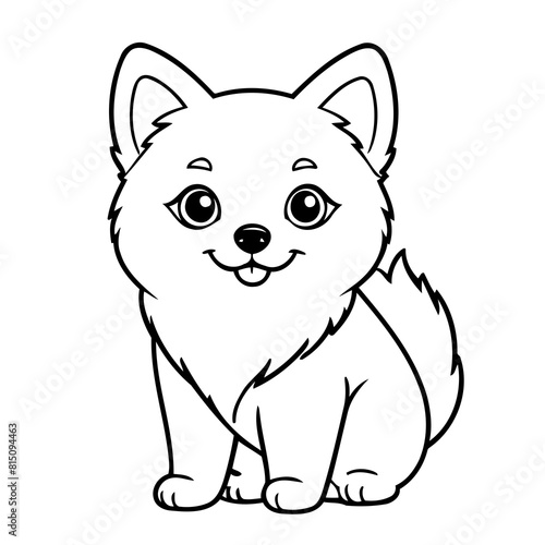 Vector illustration of a cute Pomsky drawing for colouring page