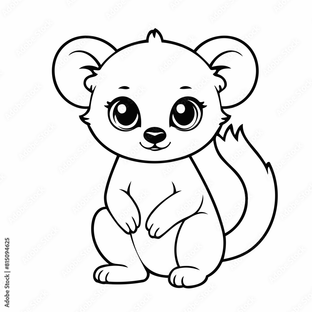 Naklejka premium Vector illustration of a cute lemur drawing for kids colouring activity
