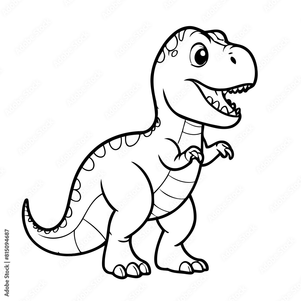 Fototapeta premium Cute vector illustration TRex for kids coloring activity page