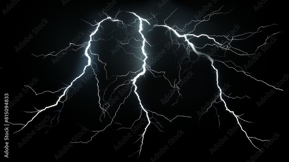 Lightning strike on a black background. Looks ultra-realistic thanks to ...