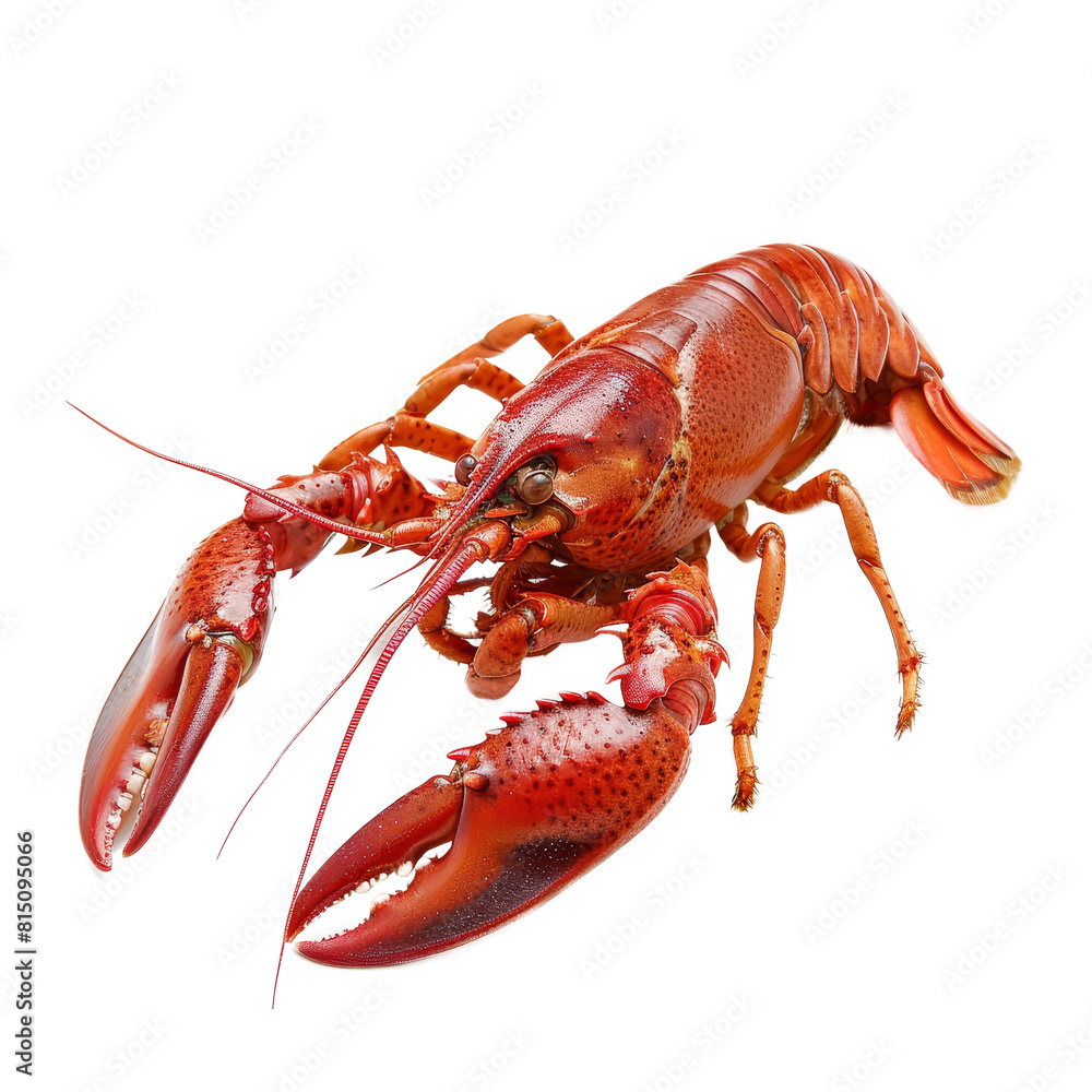Boiled red lobster set against a white backdrop, a Boiled red crayfish isolated on transparent background Boiled red lobster set against a white backdrop, a Boiled red crayfish isolated on transparent background