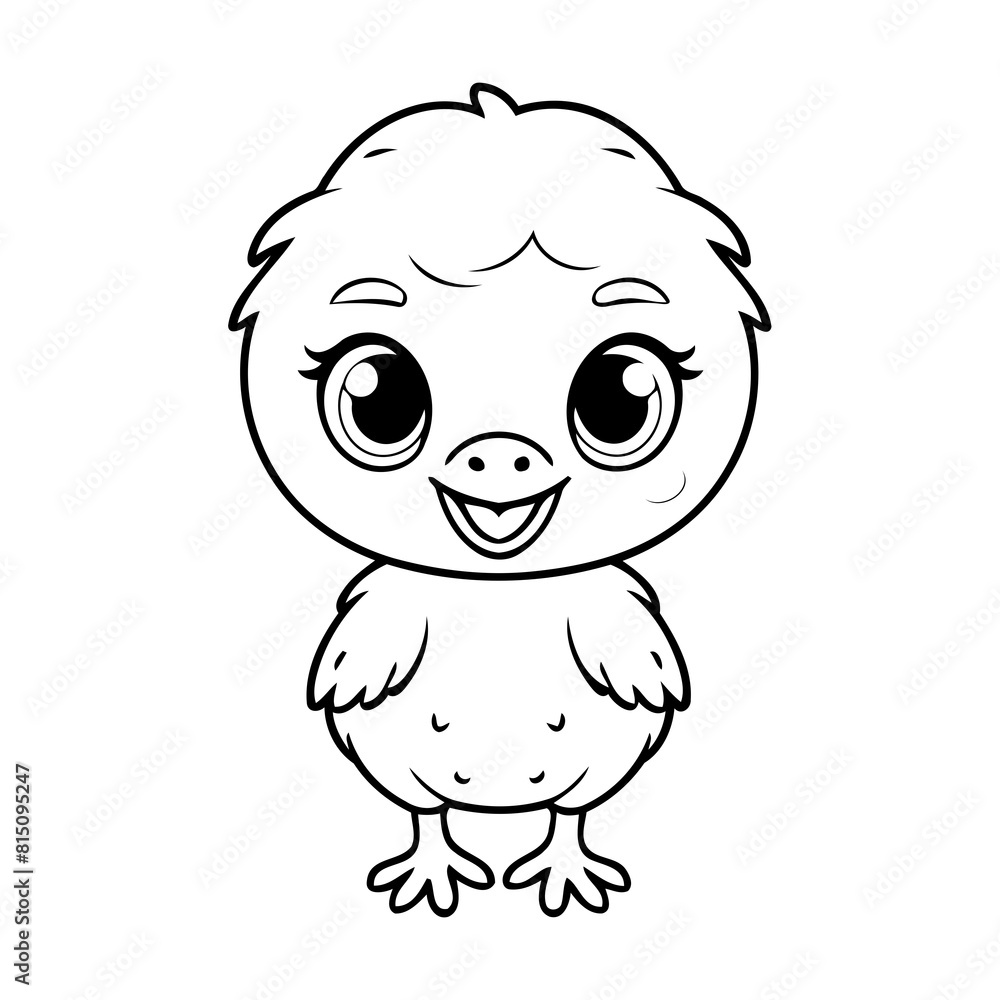 Vector illustration of a cute Ostrich drawing for toddlers colouring page Vector illustration of a cute Ostrich drawing for toddlers colouring page
