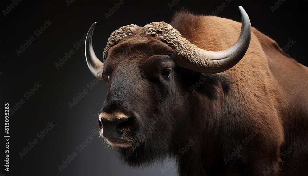bison close up head on black background bison close up head on black background