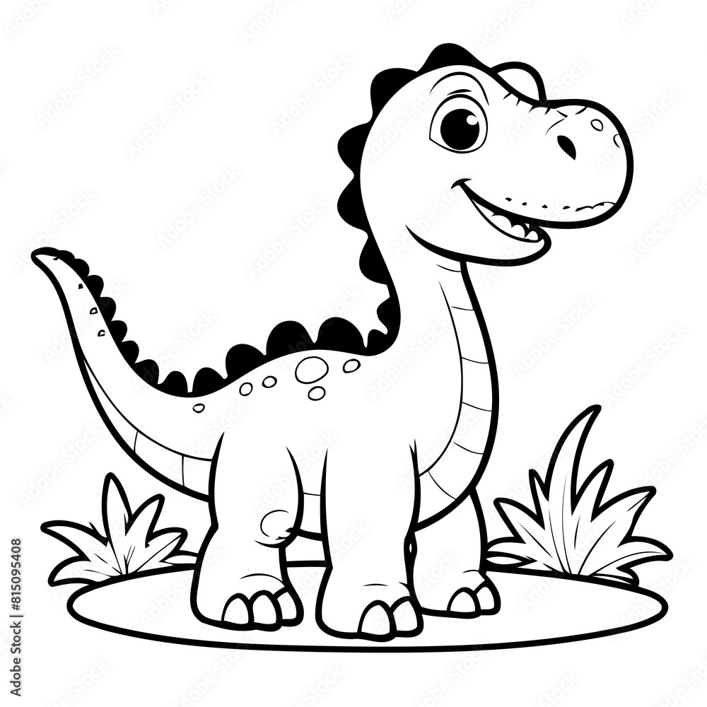 Vector illustration of a cute Dino doodle for children worksheet Vector illustration of a cute Dino doodle for children worksheet