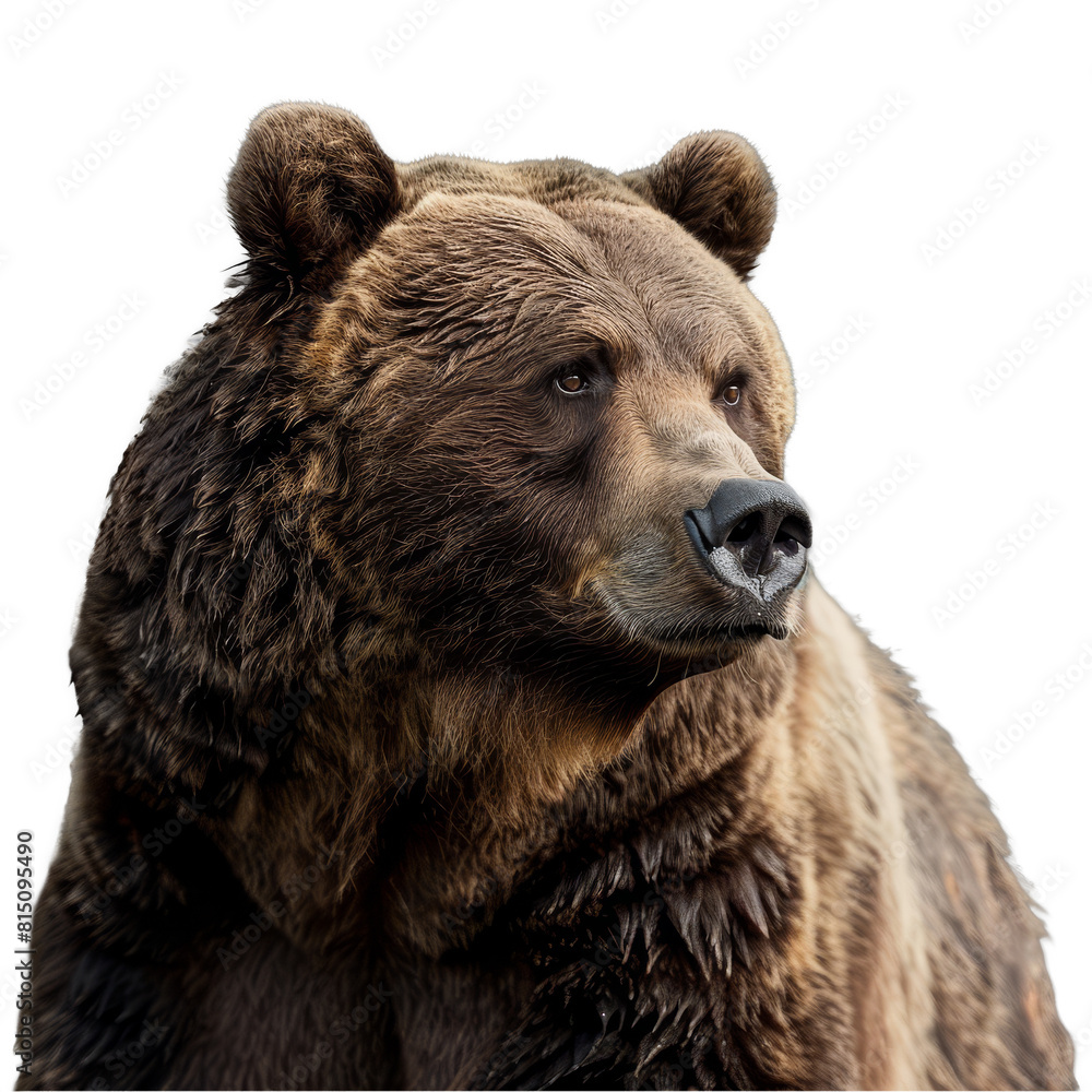 A brown bear stands tall against a plain white backdrop, a brown bear isolated on transparent background A brown bear stands tall against a plain white backdrop, a brown bear isolated on transparent background
