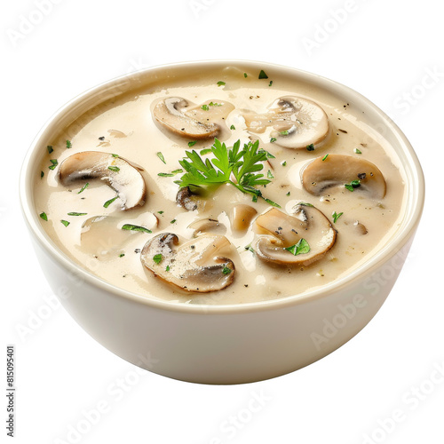 Wallpaper Mural A bowl filled with mushroom soup on a plain Png background, a Bowl of Cream of Mushroom Soup isolated on transparent background Torontodigital.ca