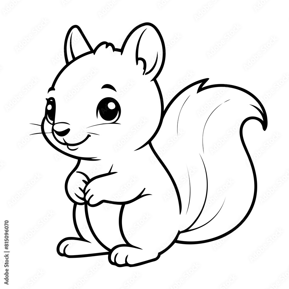 Cute vector illustration squirrel for kids colouring page Cute vector illustration squirrel for kids colouring page