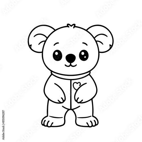 Simple vector illustration of Koala drawing colouring activity