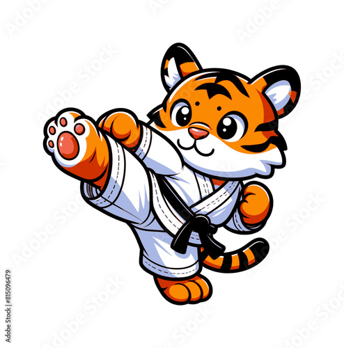 cute cartoon character - wolf practicing karate (artwork 1)