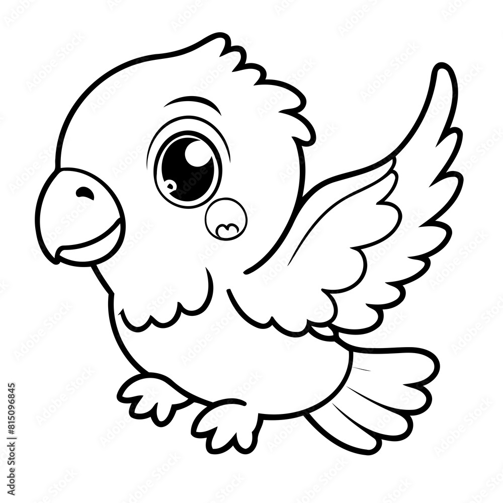 Simple vector illustration of Parrot for children colouring activity Simple vector illustration of Parrot for children colouring activity