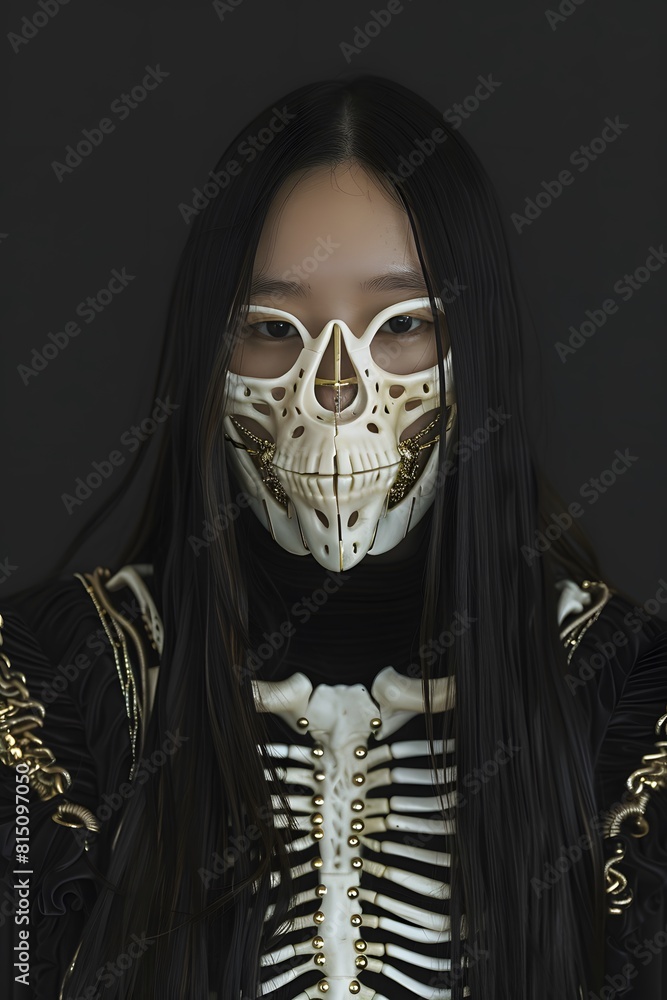 a asian woman wearing a futuristic mask a asian woman wearing a futuristic mask