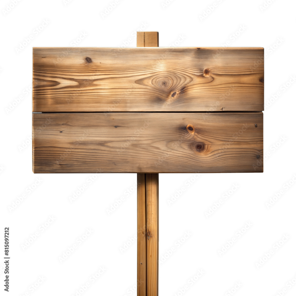 Wooden Signboard on a Stand Isolated Against a Transparent Background Wooden Signboard on a Stand Isolated Against a Transparent Background