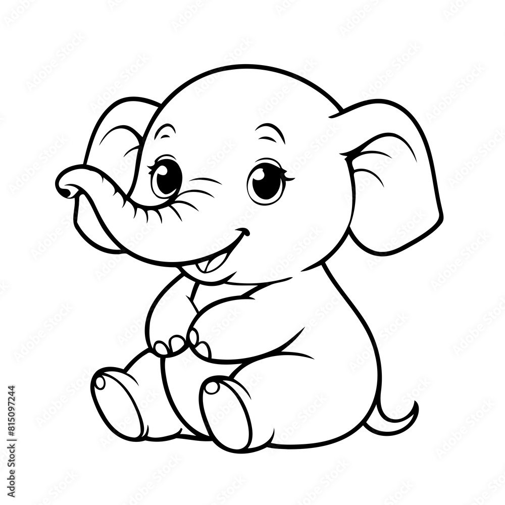 Simple vector illustration of Elephant colouring page for kids Simple vector illustration of Elephant colouring page for kids