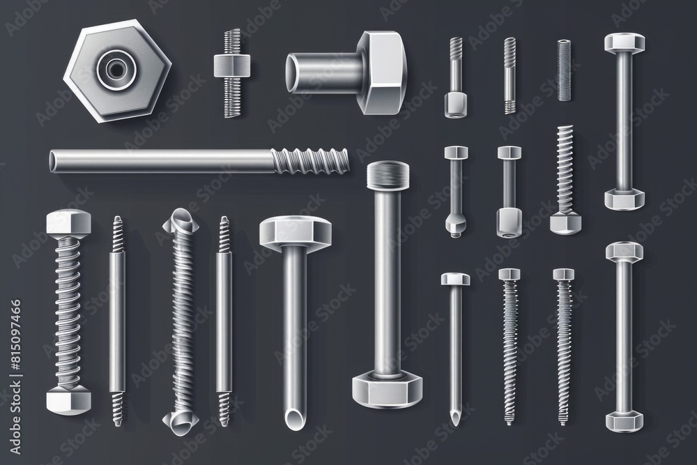 Industrial hardware on black surface, suitable for engineering projects Industrial hardware on black surface, suitable for engineering projects