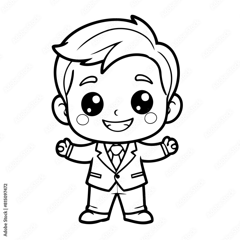 Vector illustration of a cute Businessman doodle colouring activity for kids Vector illustration of a cute Businessman doodle colouring activity for kids