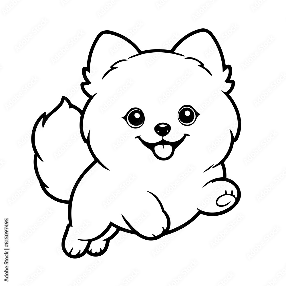 Simple vector illustration of Pomeranian hand drawn for kids page Simple vector illustration of Pomeranian hand drawn for kids page