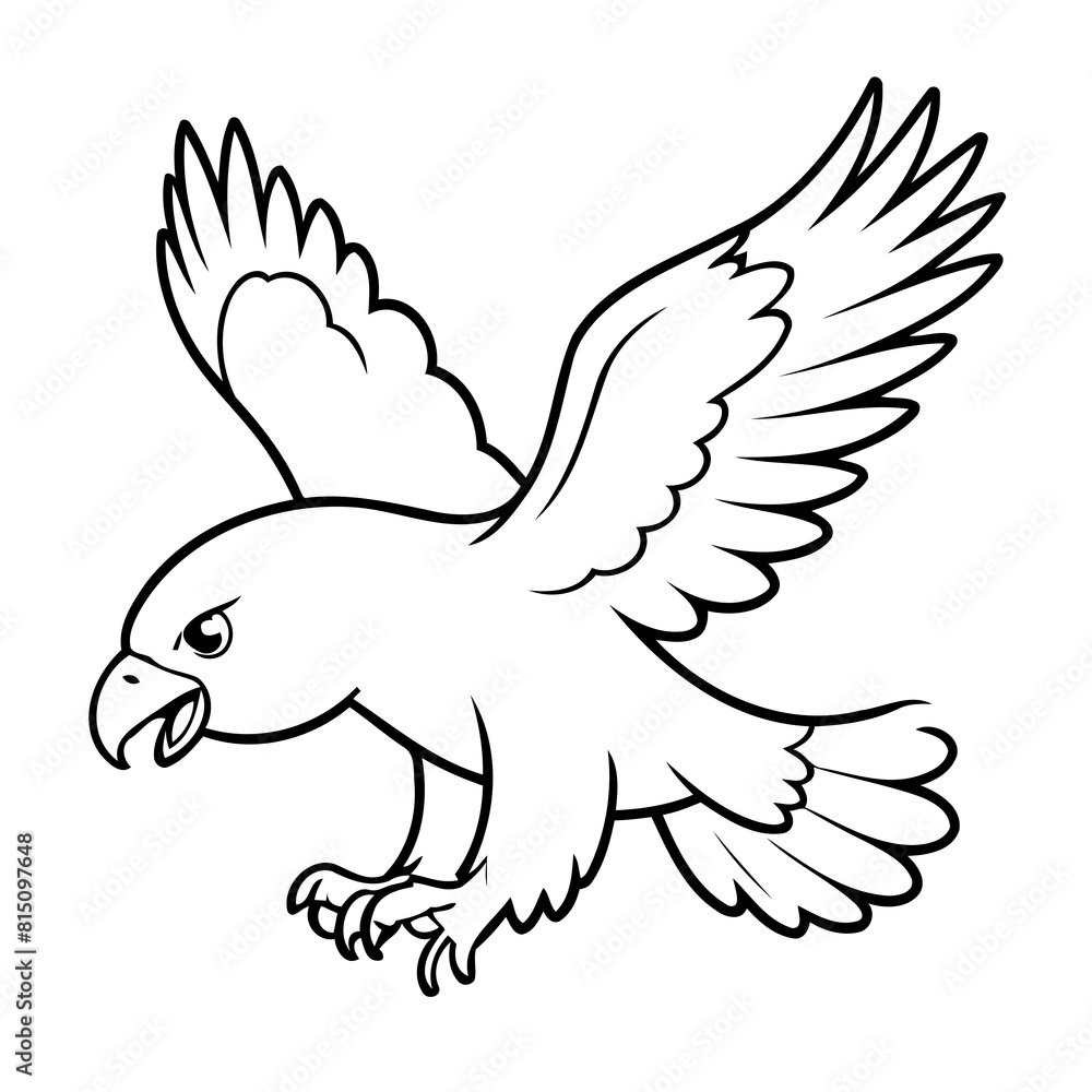 Obraz premium Cute vector illustration Eagle hand drawn for kids coloring page