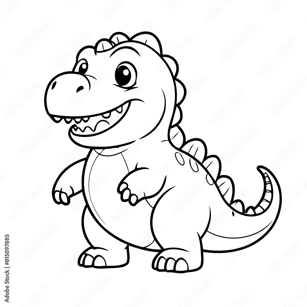 Fototapeta premium Vector illustration of a cute TRex drawing for kids page
