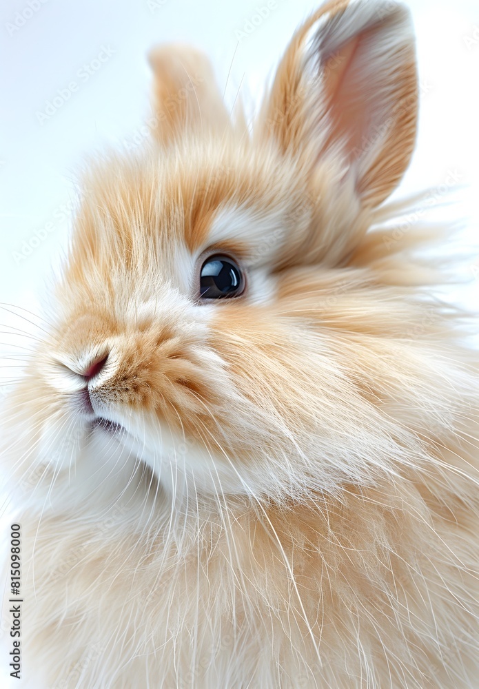 Curious Fluffy Rabbit A Pristine White Portrait of a Captivating Creature
