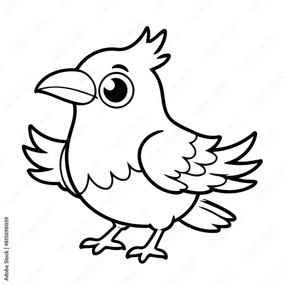 Fototapeta premium Simple vector illustration of Raven outline for colouring page