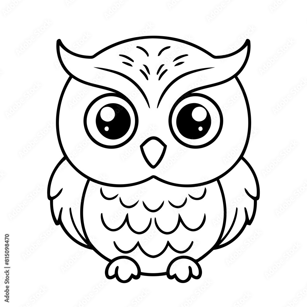 Cute vector illustration Owl drawing for kids colouring activity Cute vector illustration Owl drawing for kids colouring activity