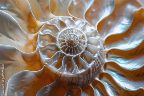 Close up of a shell on a table  perfect for beach-themed designs