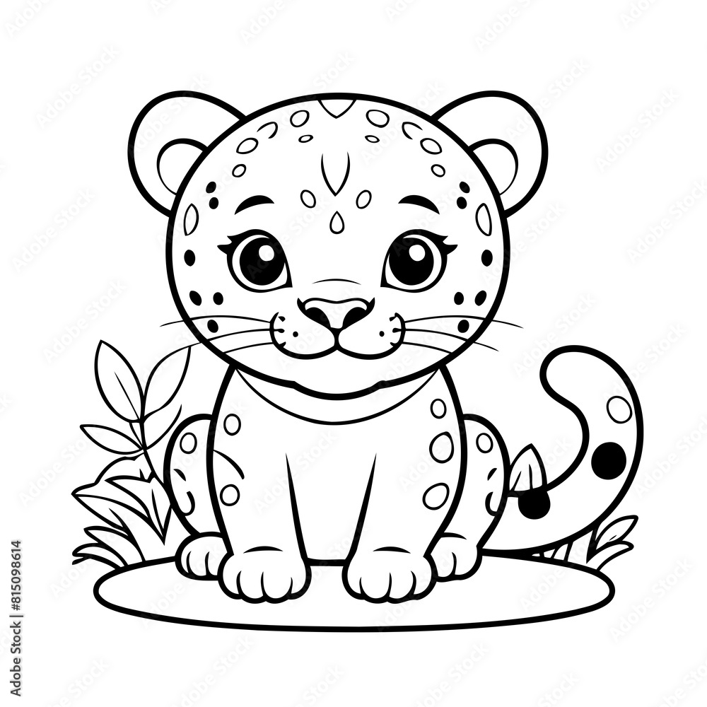 Naklejka premium Simple vector illustration of jaguar for toddlers colouring page